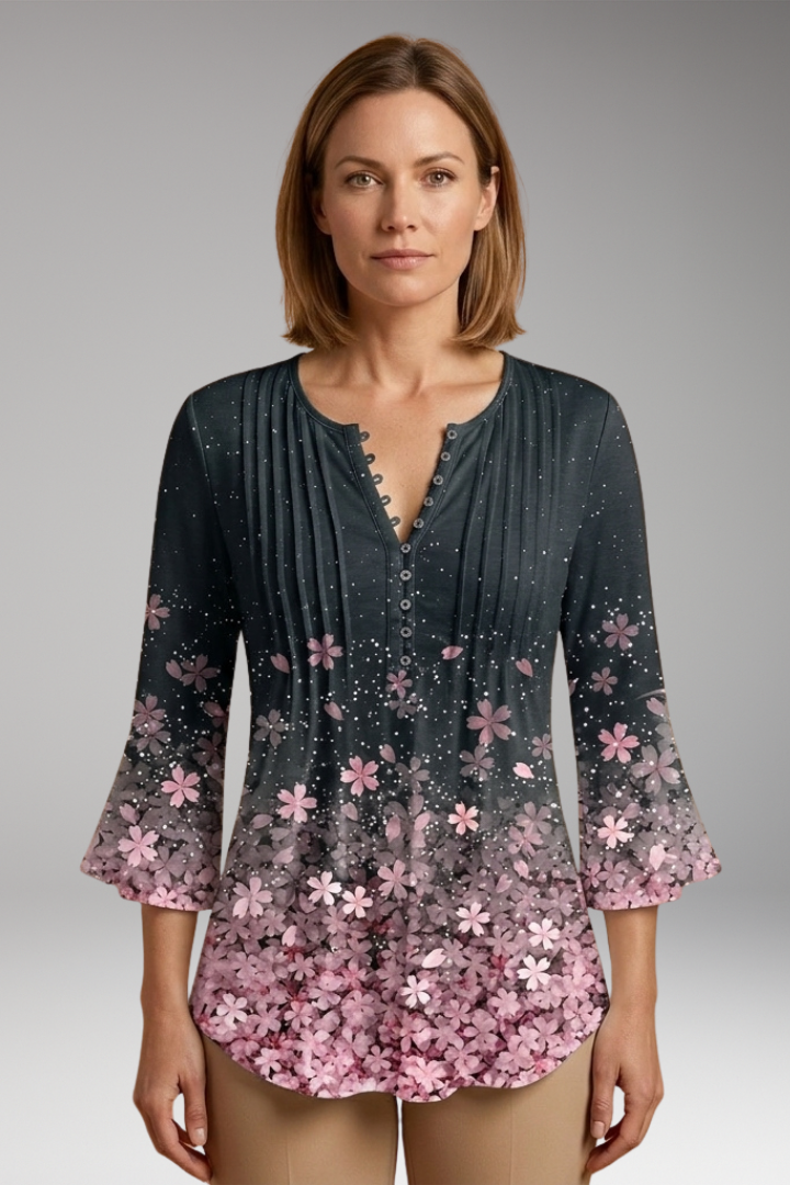 Women's Cotton Blend Top with Tailored Silhouette and Soft Surface
