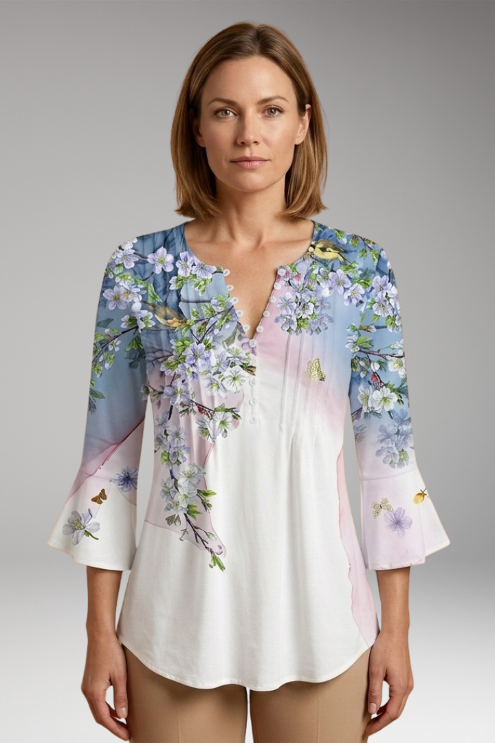 Women's Cotton Blend Top with Tailored Silhouette and Soft Surface