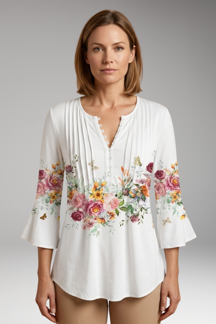 Women's Cotton Blend Top with Tailored Silhouette and Soft Surface