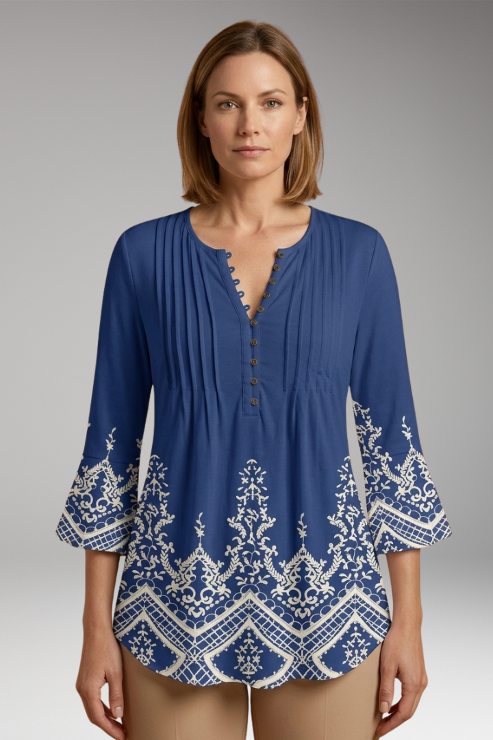 Women's Cotton Blend Top with Tailored Silhouette and Soft Surface