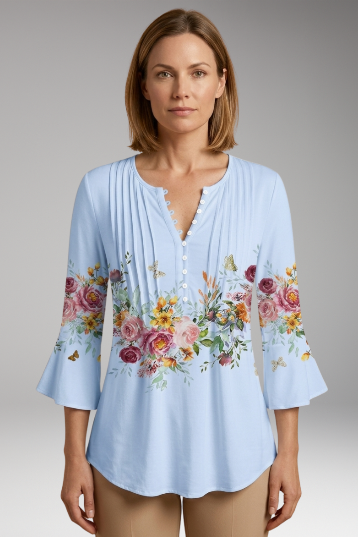 Women's Cotton Blend Top with Tailored Silhouette and Soft Surface