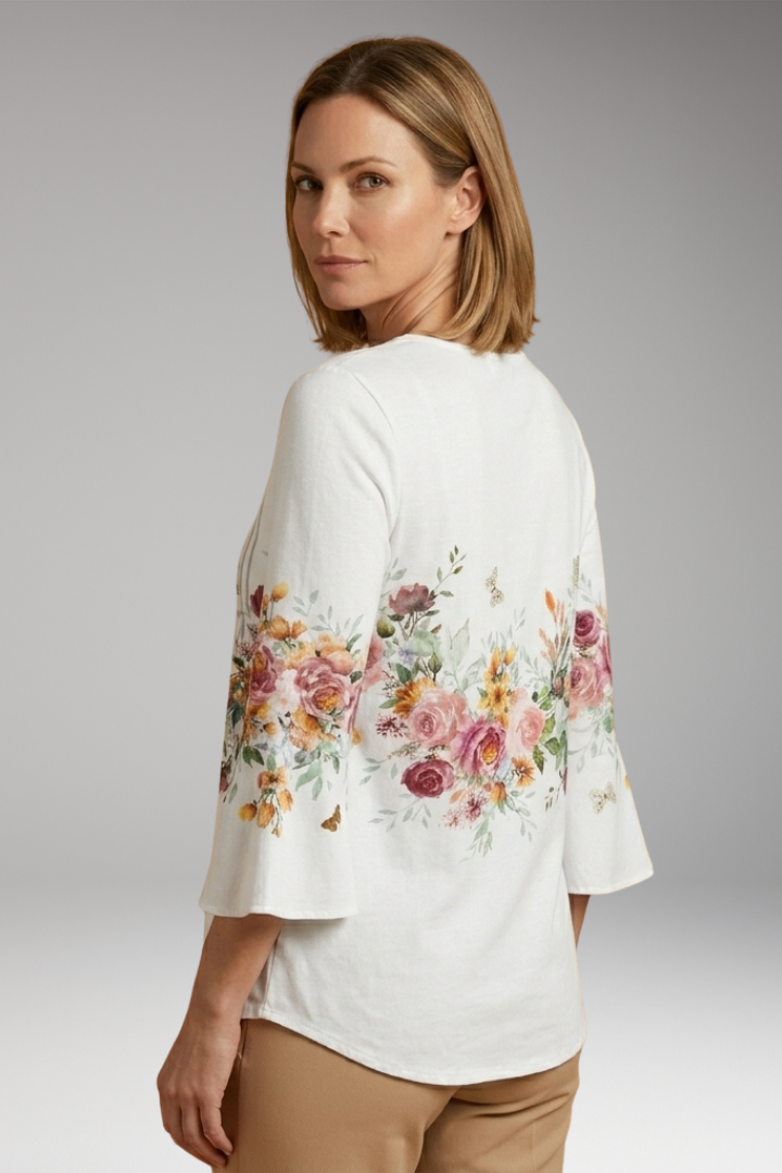 Women's Cotton Blend Top with Tailored Silhouette and Soft Surface