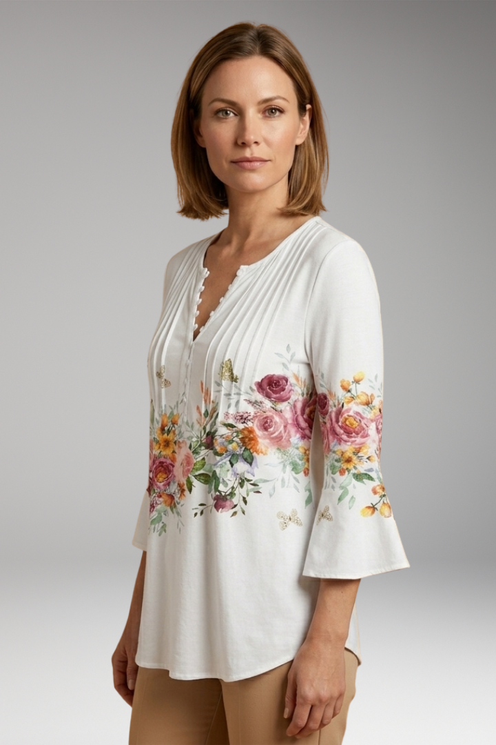 Women's Cotton Blend Top with Tailored Silhouette and Soft Surface