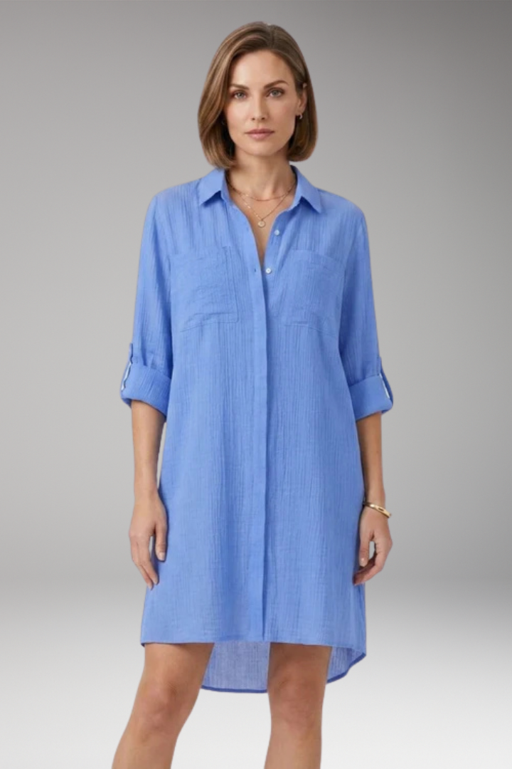 Women’s Cover-Up Beach Dress with Button Front and Side Slits