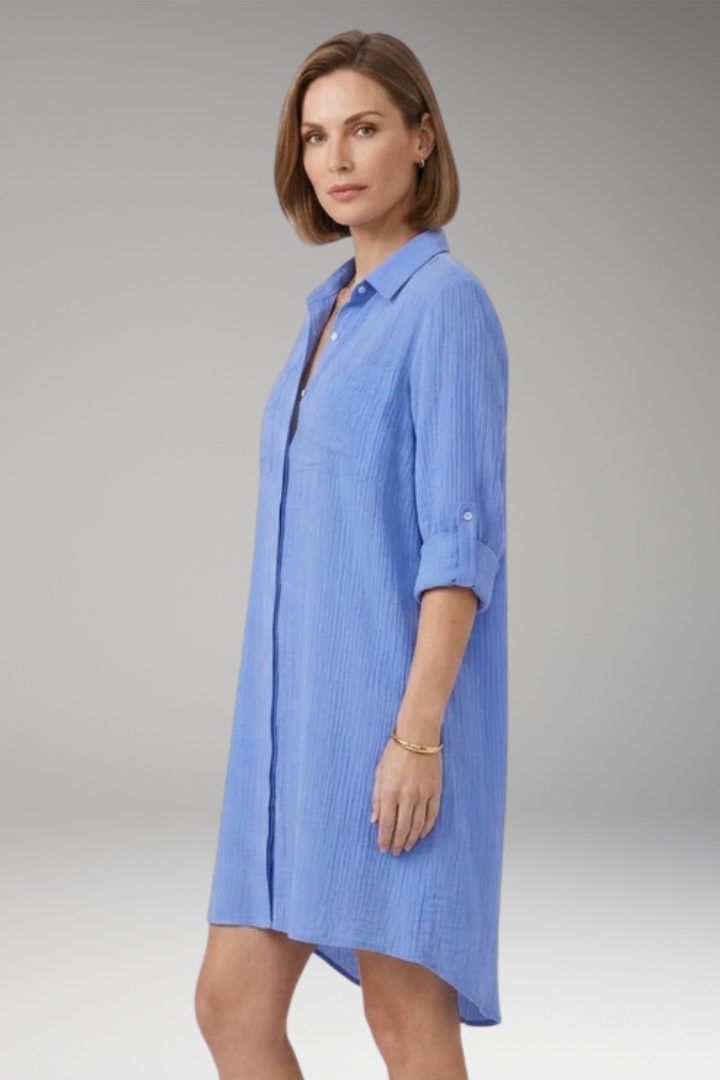 Women’s Cover-Up Beach Dress with Button Front and Side Slits