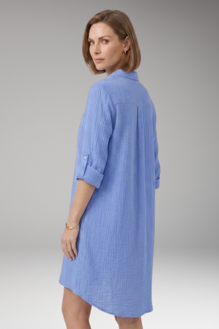 Women’s Cover-Up Beach Dress with Button Front and Side Slits