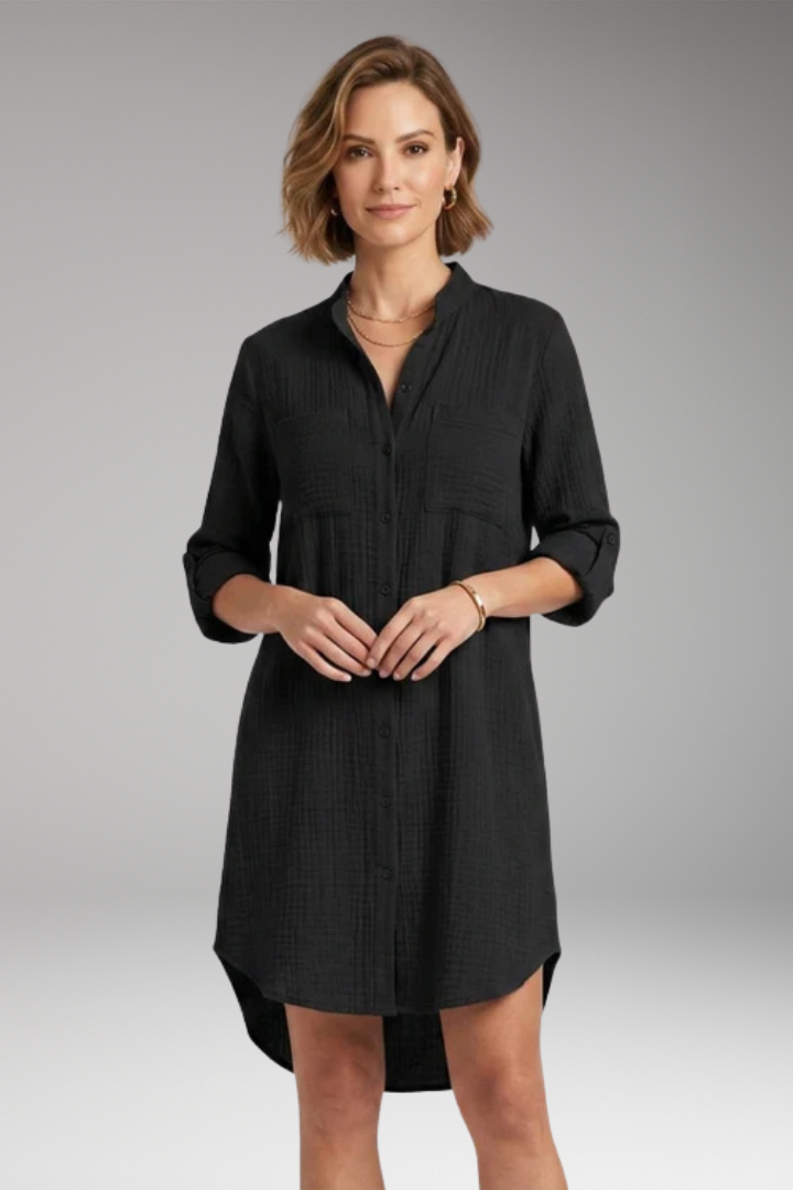 Women’s Cover-Up Beach Dress with Button Front and Side Slits