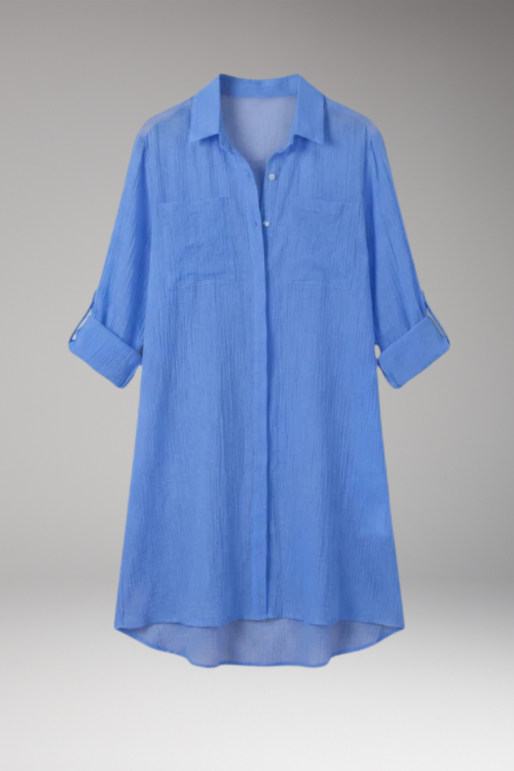 Women’s Cover-Up Beach Dress with Button Front and Side Slits