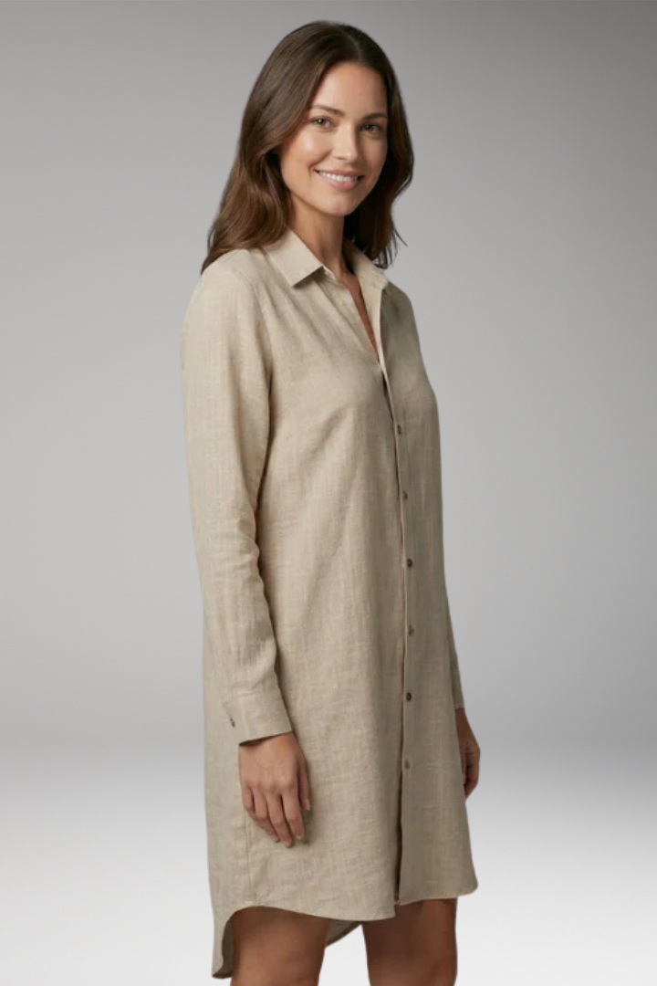 Women’s Cover-Up with Button Front and Sheer Long Sleeves