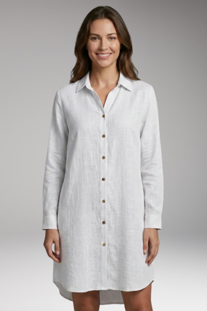Women’s Cover-Up with Button Front and Sheer Long Sleeves