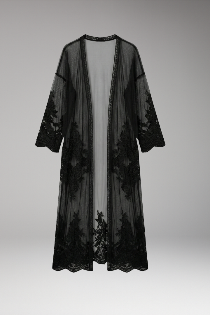 Women’s Cover-Up with Lace Details and Open Front