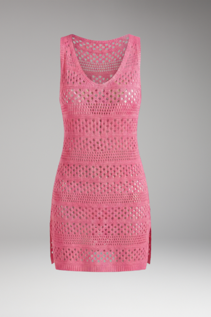 Women’s Crochet Beach Sarong Dress with Scoop Neck
