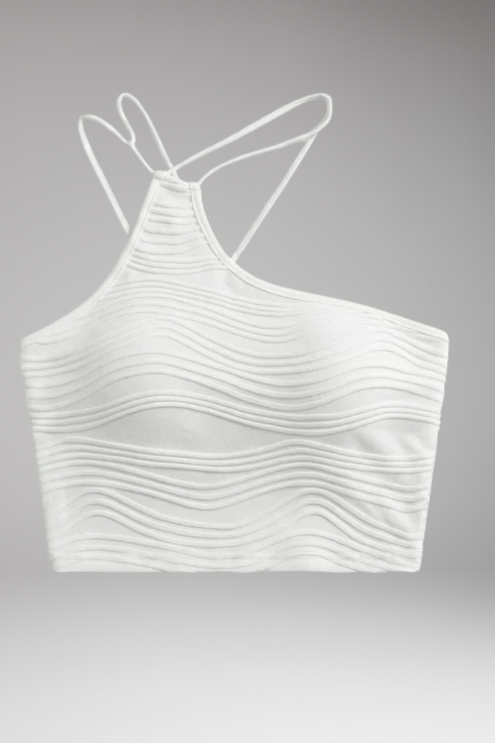 Women's Crop Top with Asymmetrical Neckline