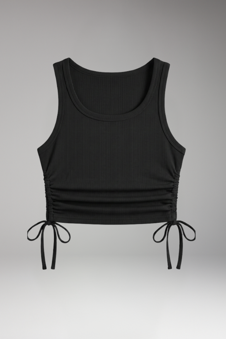 Women's Crop Top with Drawstring and Ribbed Texture