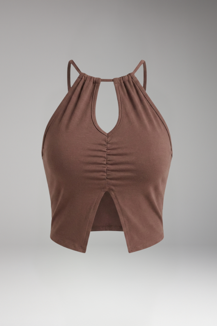 Women's Crop Top with Halter Neck and Front Slit
