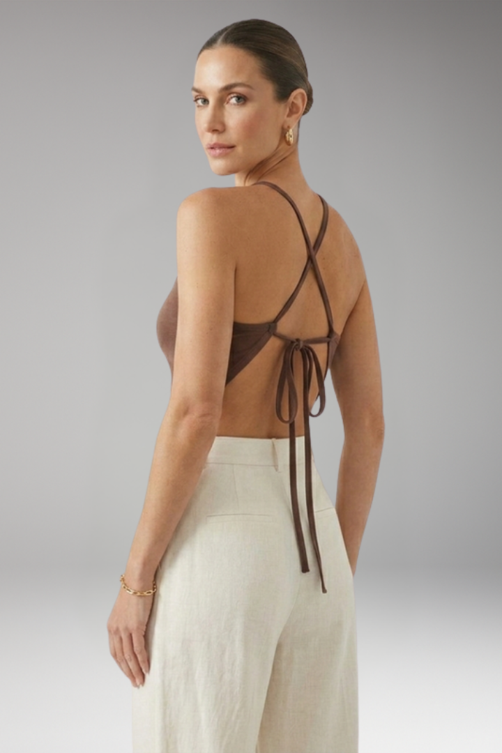 Women's Crop Top with Halter Neck and Front Slit