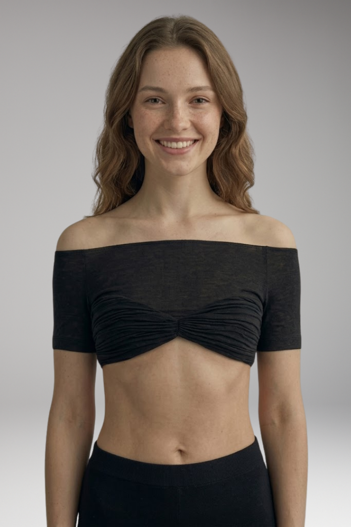 Women's Crop Top with Off-Shoulder Neckline