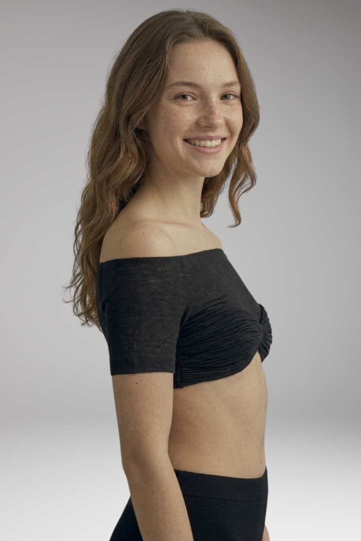 Women's Crop Top with Off-Shoulder Neckline