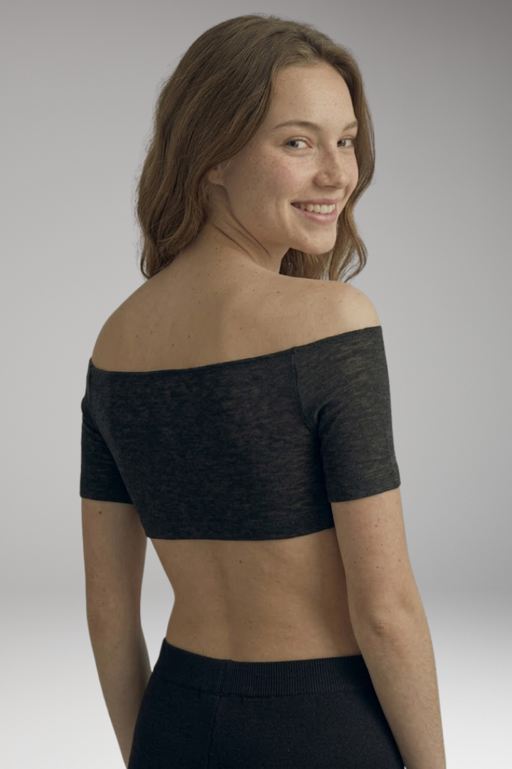 Women's Crop Top with Off-Shoulder Neckline