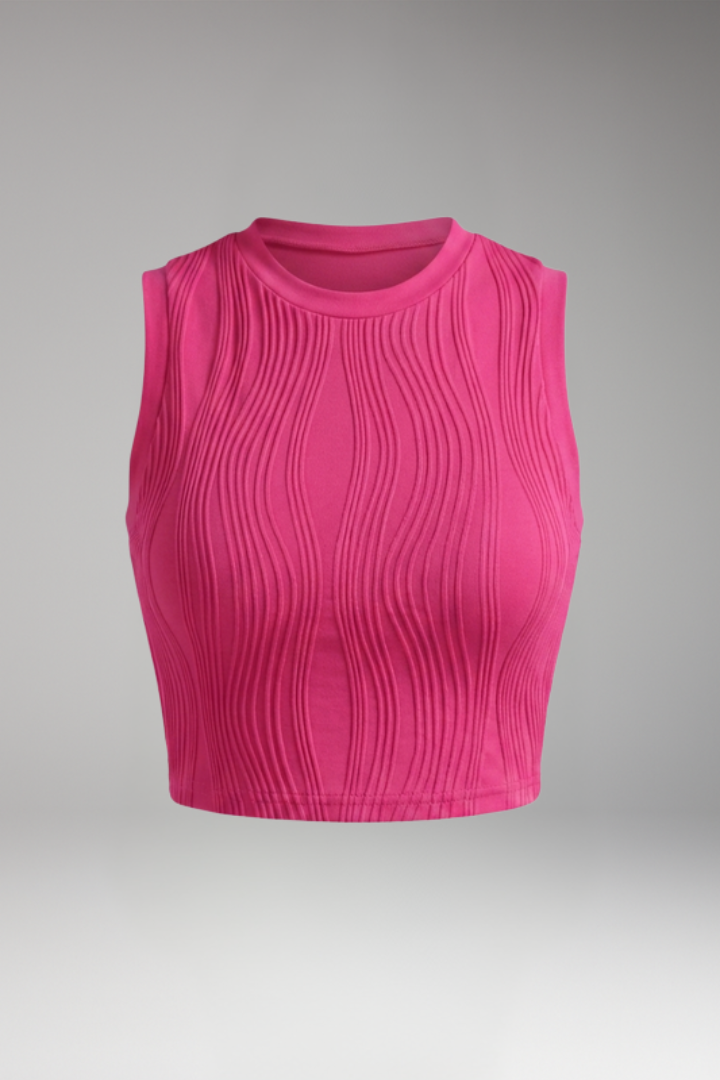 Women's Crop Top with Ribbed Surface and Sleeveless Cut