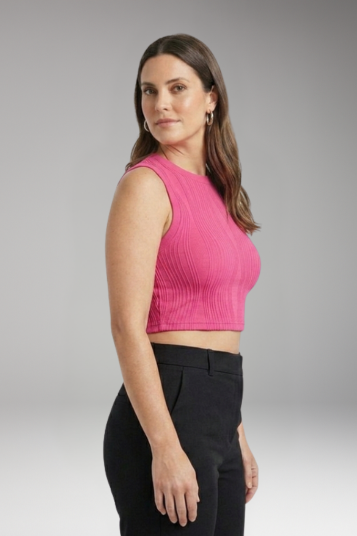 Women's Crop Top with Ribbed Surface and Sleeveless Cut