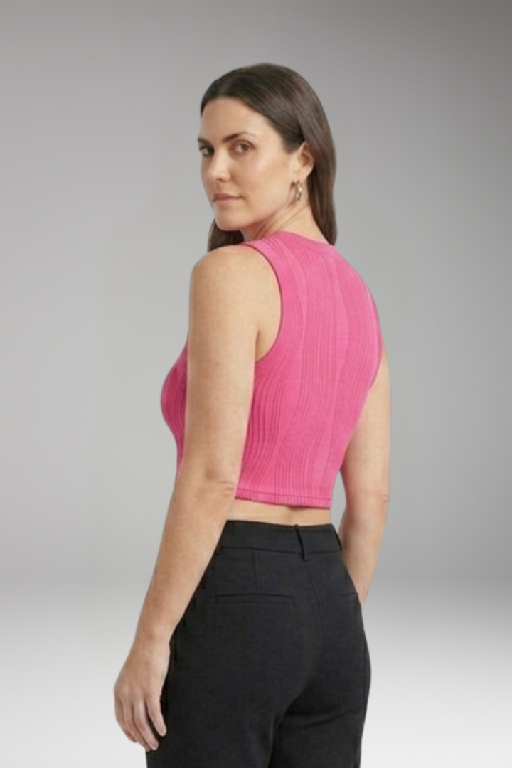 Women's Crop Top with Ribbed Surface and Sleeveless Cut