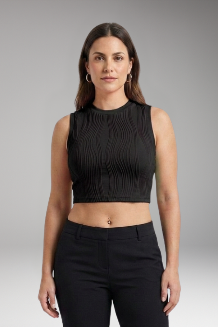 Women's Crop Top with Ribbed Surface and Sleeveless Cut