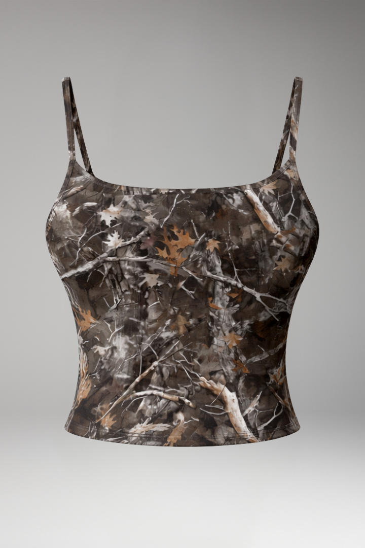 Women’s Crop Top with Square Neck and Printed Surface