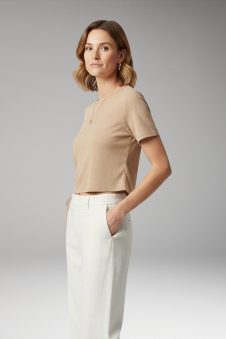 Women's Cropped T-Shirt with Side Drawstring