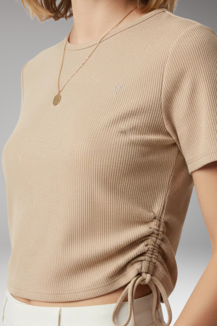 Women's Cropped T-Shirt with Side Drawstring
