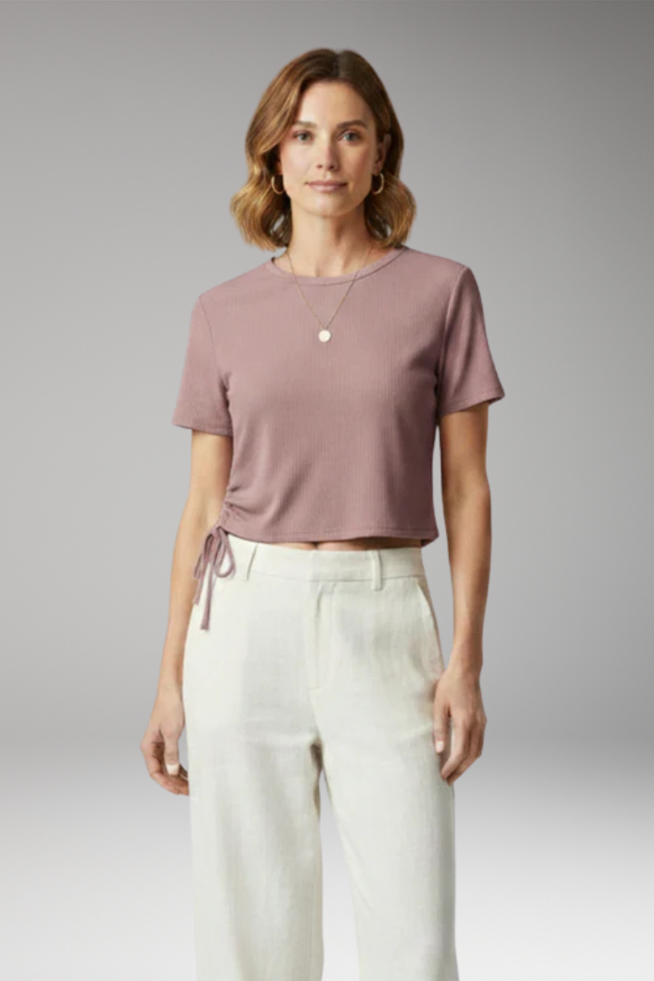 Women's Cropped T-Shirt with Side Drawstring
