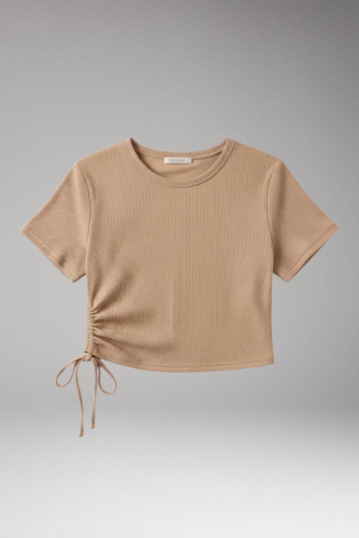 Women's Cropped T-Shirt with Side Drawstring