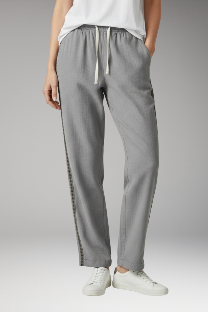 Women's Cropped Trousers with Side Panels