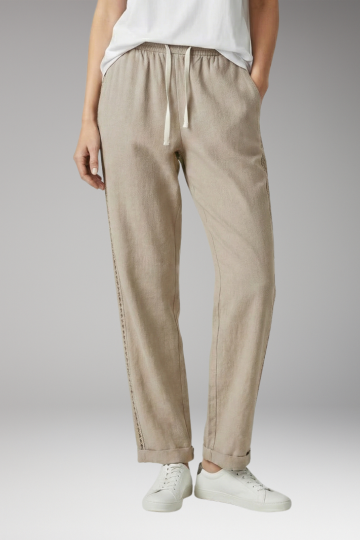 Women's Cropped Trousers with Side Panels