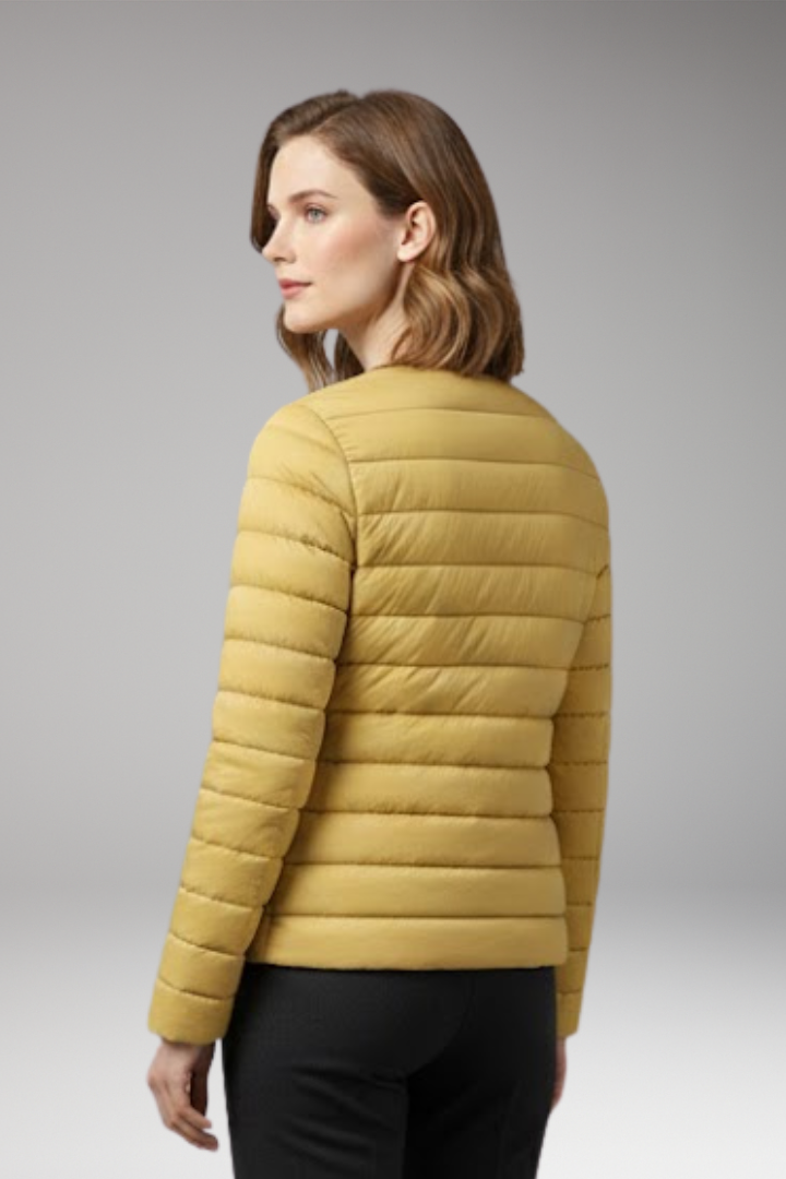 Women's Down Jacket with Zipper and Functional Pockets