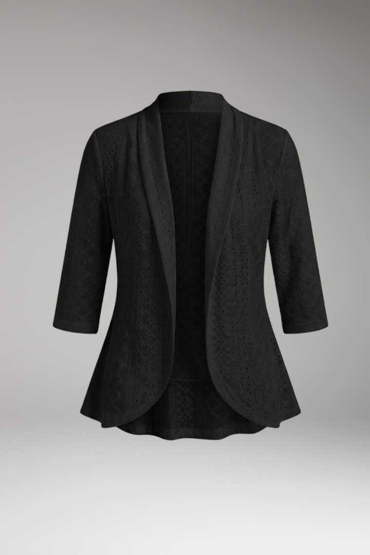 Women's Drape Coat with Shawl Collar and Eyelet Details