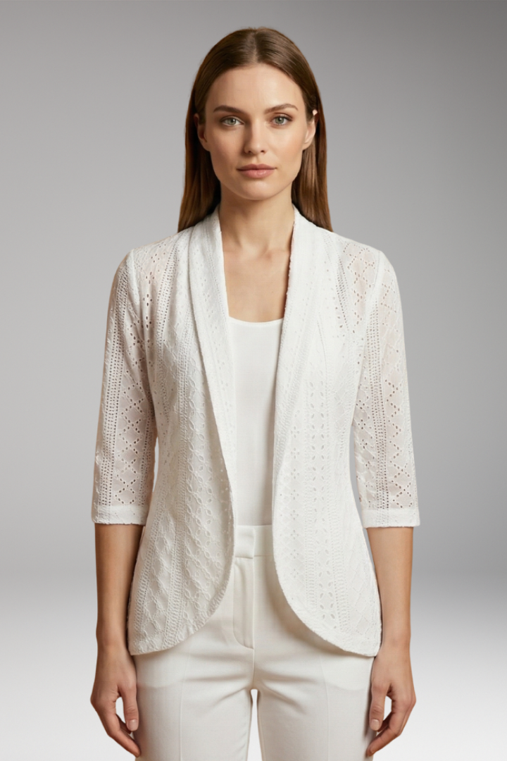 Women's Drape Coat with Shawl Collar and Eyelet Details