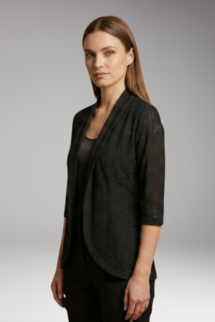Women's Drape Coat with Shawl Collar and Eyelet Details