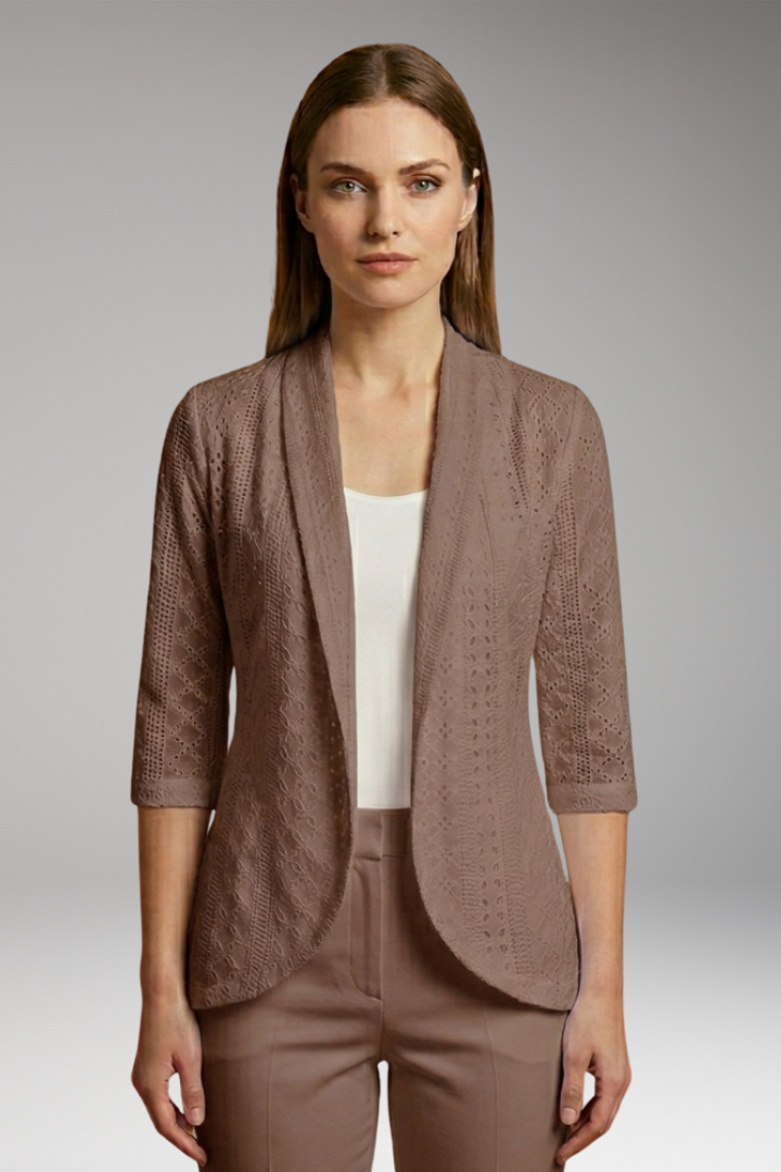 Women's Drape Coat with Shawl Collar and Eyelet Details