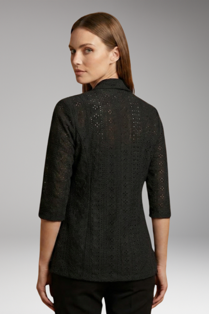 Women's Drape Coat with Shawl Collar and Eyelet Details