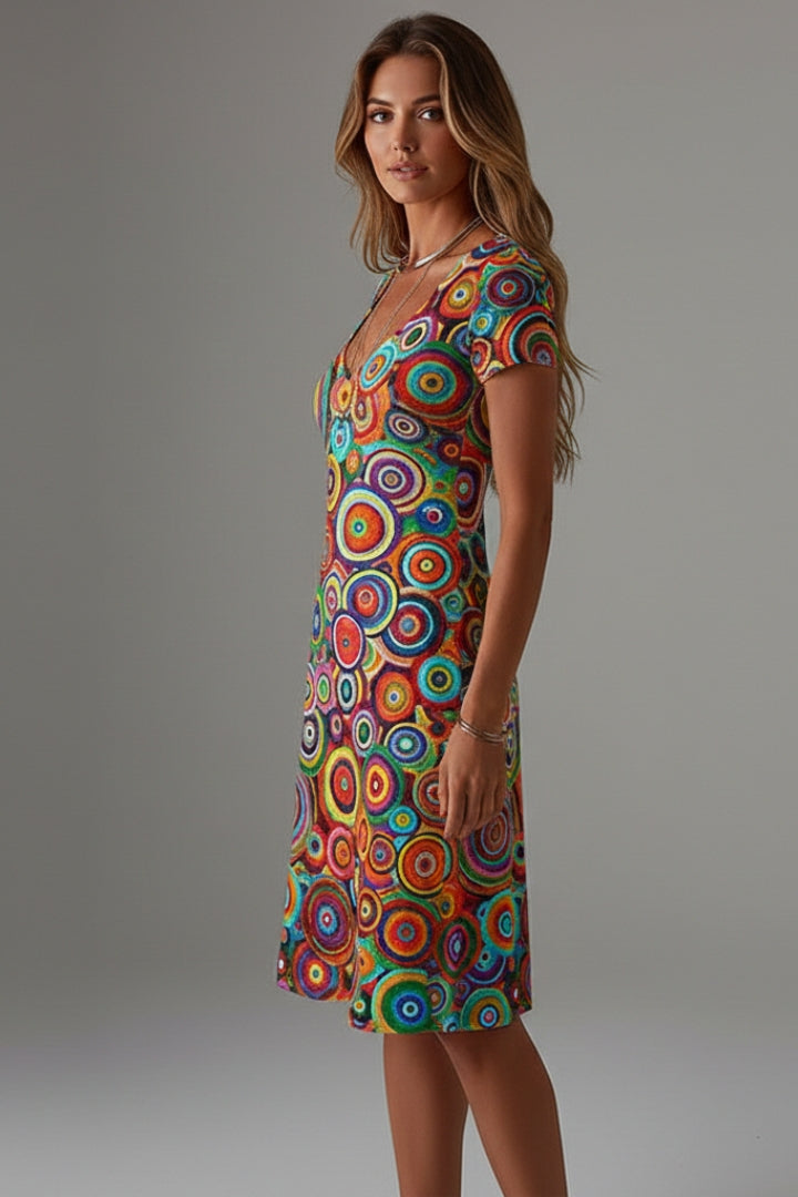 Women's Dress with Abstract Pattern and Vibrant Colours