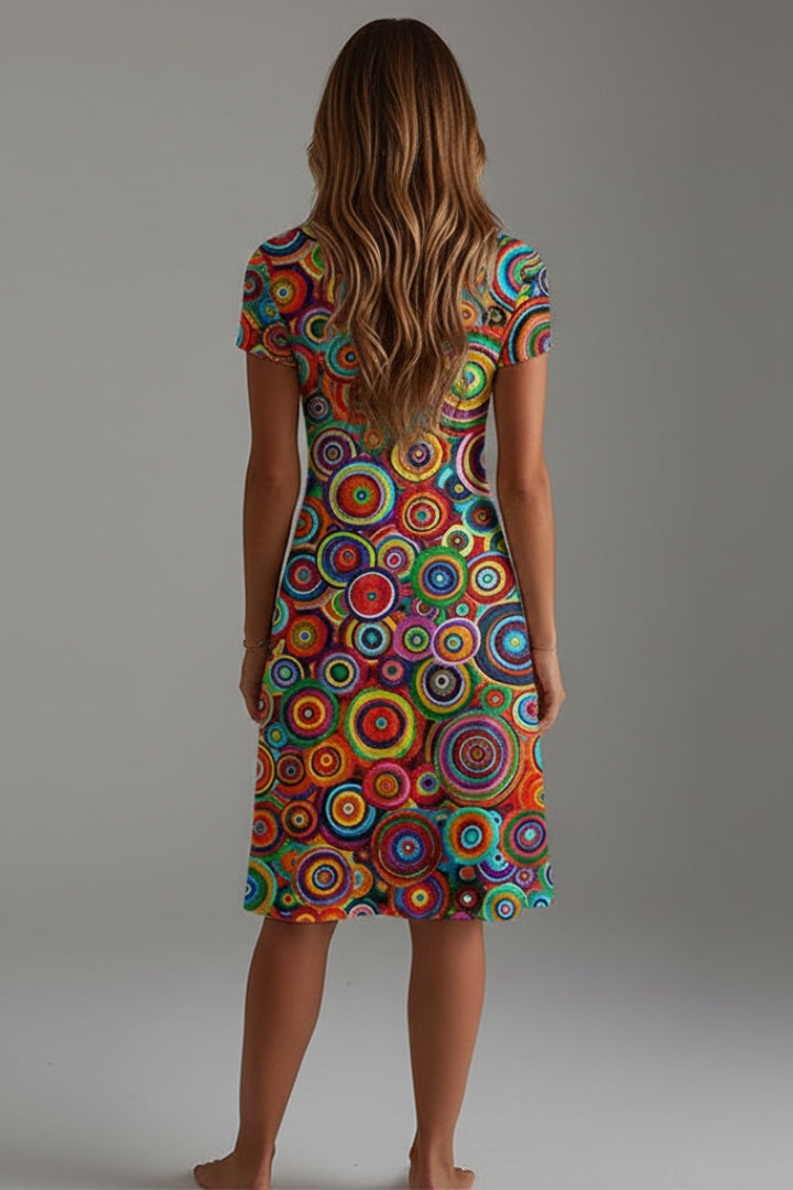 Women's Dress with Abstract Pattern and Vibrant Colours