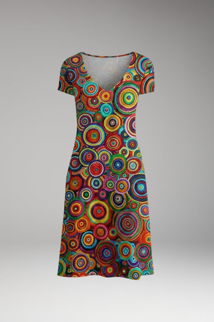Women's Dress with Abstract Pattern and Vibrant Colours