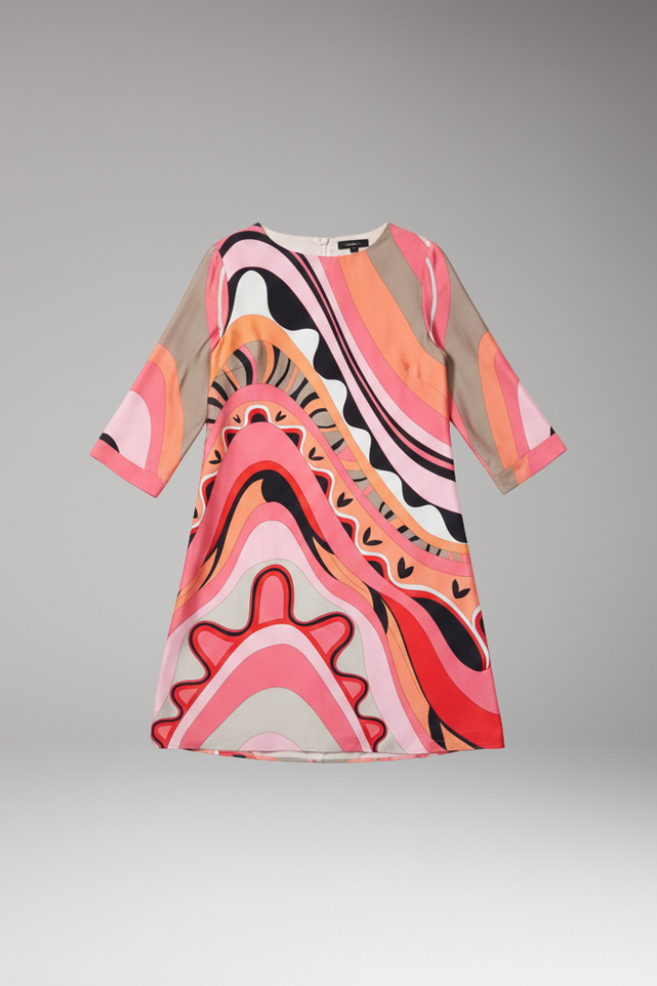 Women's Dress with Abstract Print and Long Sleeves