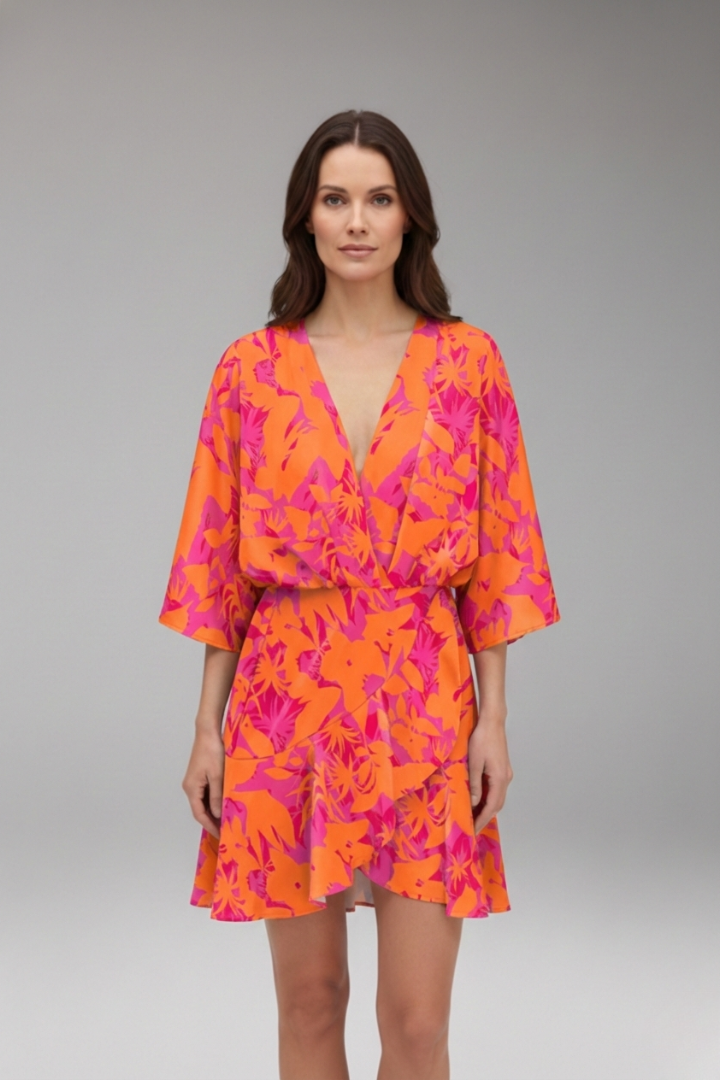 Women's Dress with Batwing Sleeves and Simple Cut