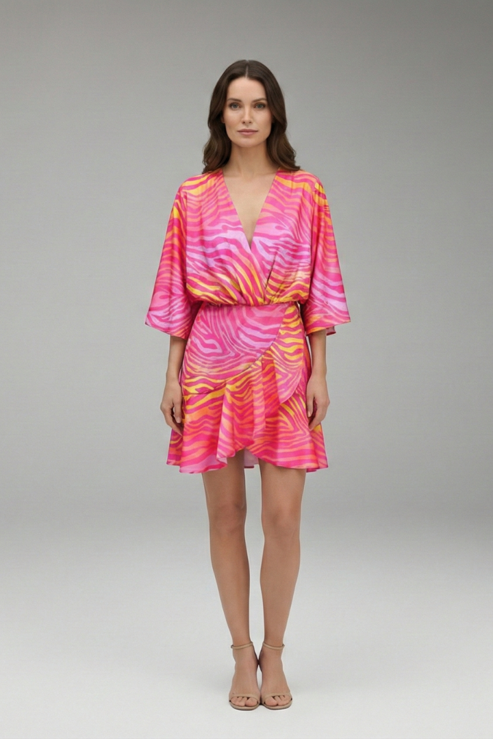 Women's Dress with Batwing Sleeves and Simple Cut