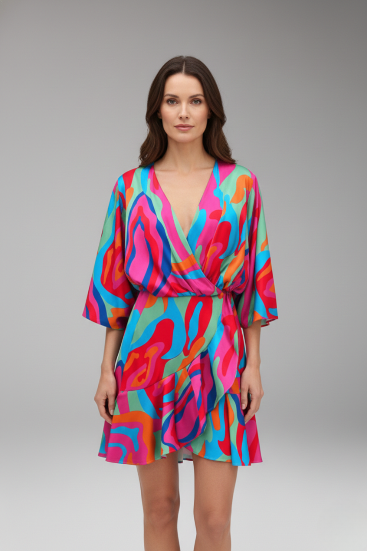 Women's Dress with Batwing Sleeves and Simple Cut