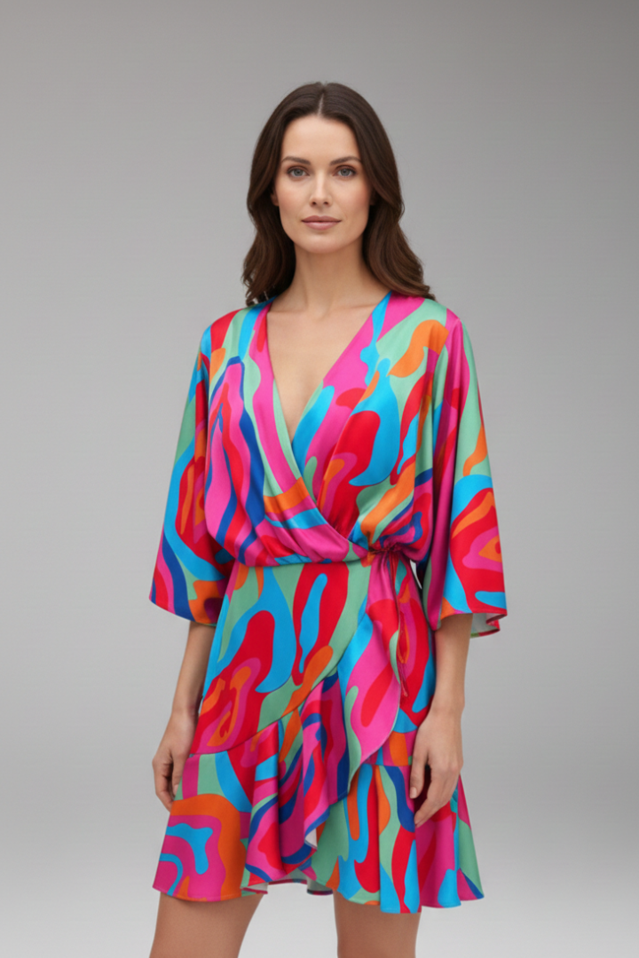 Women's Dress with Batwing Sleeves and Simple Cut