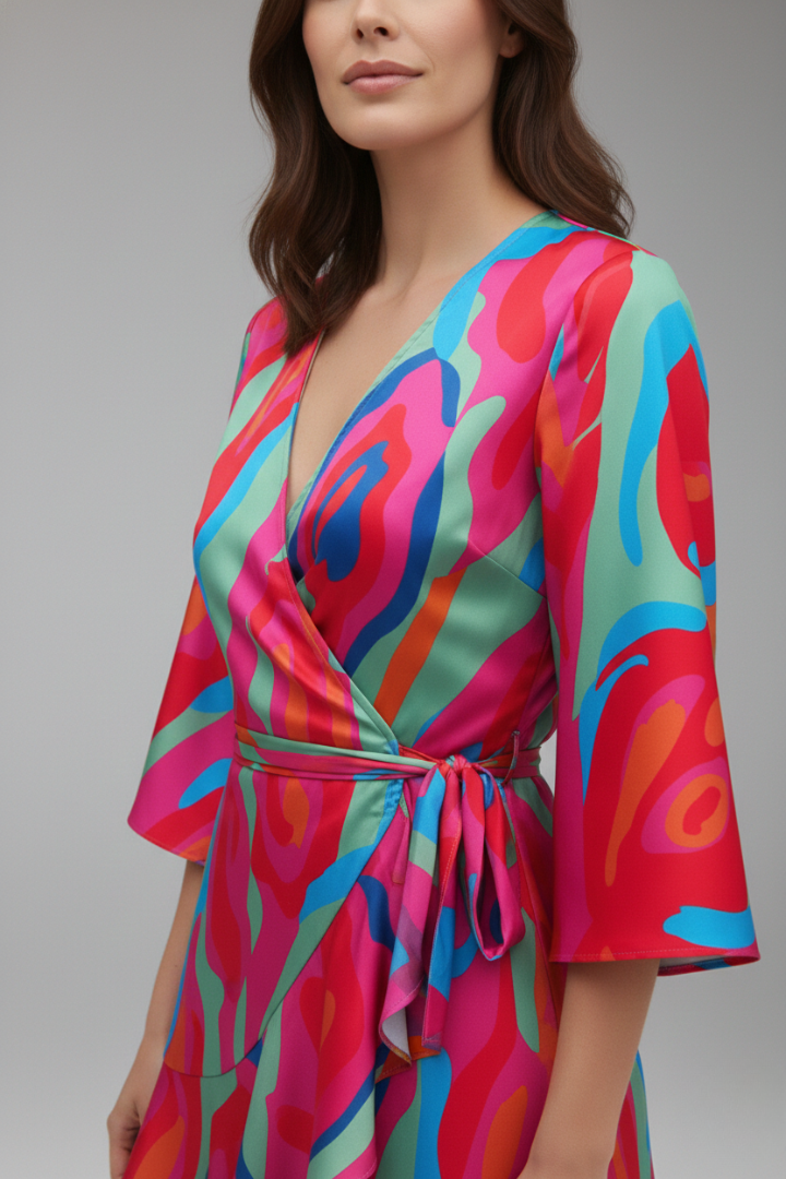 Women's Dress with Batwing Sleeves and Simple Cut