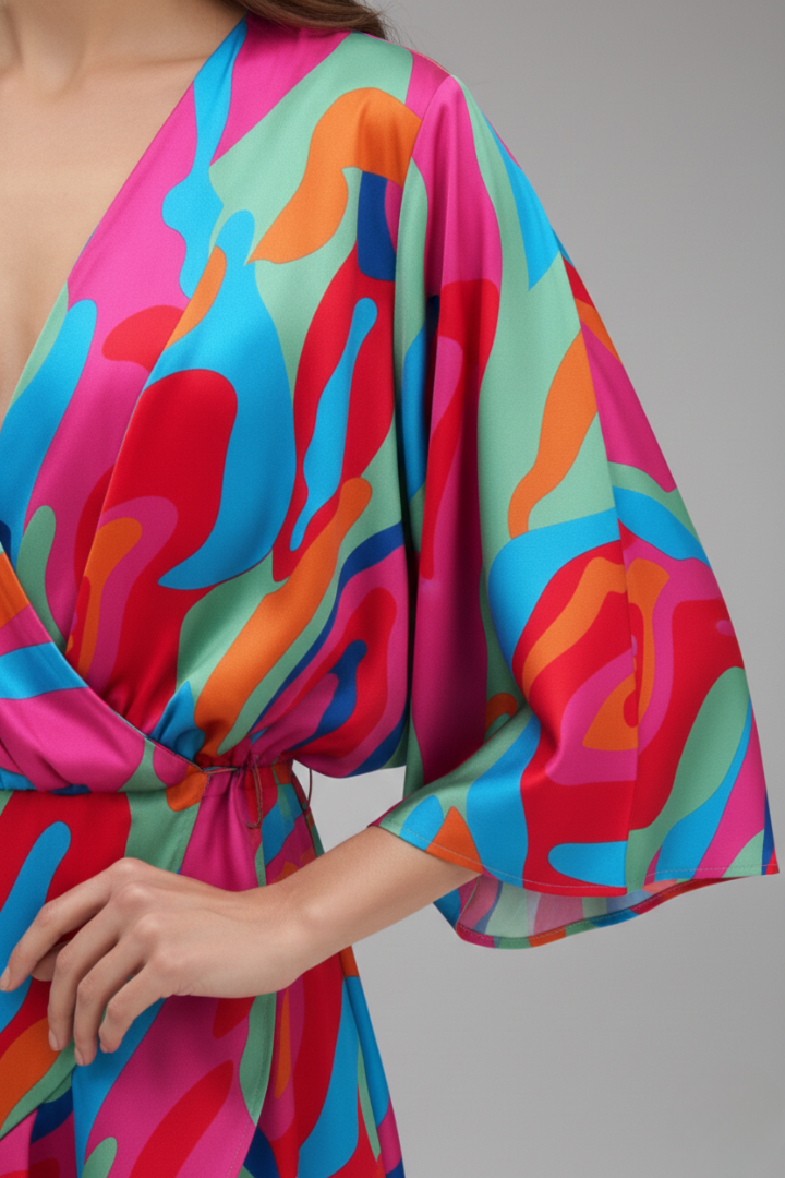Women's Dress with Batwing Sleeves and Simple Cut